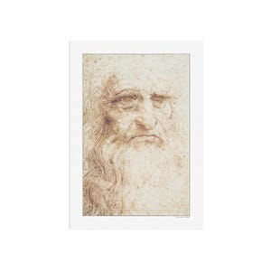 Leonardo da Vinci’s Self Portrait (1512) - Elegant Renaissance Art Print - Masterful Sketch of the Artist as an Old Man