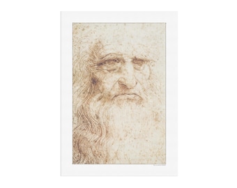 Leonardo da Vinci’s Self Portrait (1512) - Elegant Renaissance Art Print - Masterful Sketch of the Artist as an Old Man