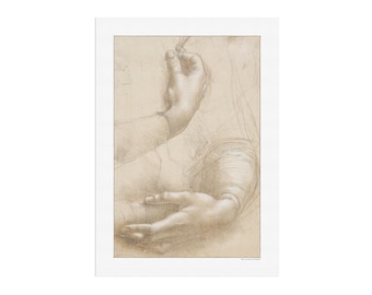 Leonardo da Vinci’s Study of a Woman’s Hands - Elegant Renaissance Art Print - Timeless Beauty in Detailed Sketch