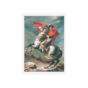 Old painting with Napoleon Crossing the Alps from 1801, preproduced as professionel print on exclusive fine art eco friendly woodfree paper.
