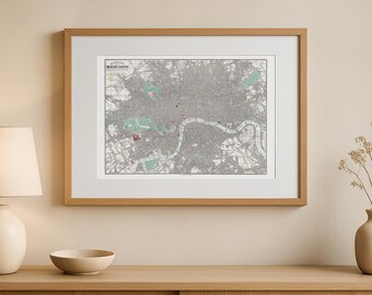 Mapa de Reynolds del Londres moderno de 1862 - Mapa de la ciudad de Londres - Digitalizado y restaurado para crear un magnífico póster del mapa del Londres antiguo