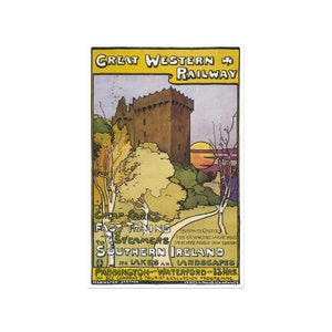 Póster de viaje vintage de Irlanda del Sur - Pósteres de viajes de Great Western Railway - Pósteres retro de viajes y turismo - Irlanda