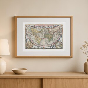 World Map by Gerard de Jode - Rare Heart-Shaped Cordiform Projection - Universi Orbis Antique Map with Wind Heads & Celestial Sphere