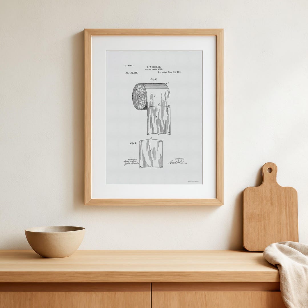 Toilet Paper Roll Patent Print - 1891 Vintage Bathroom Art - Etsy