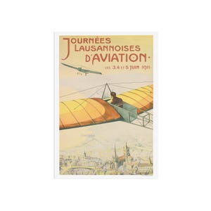 Vintage Aviation Poster - Journées Lausannoises d&#39;aviation - Arnold Cuenod - Lausanne Airport - Old Airplane Advertisement