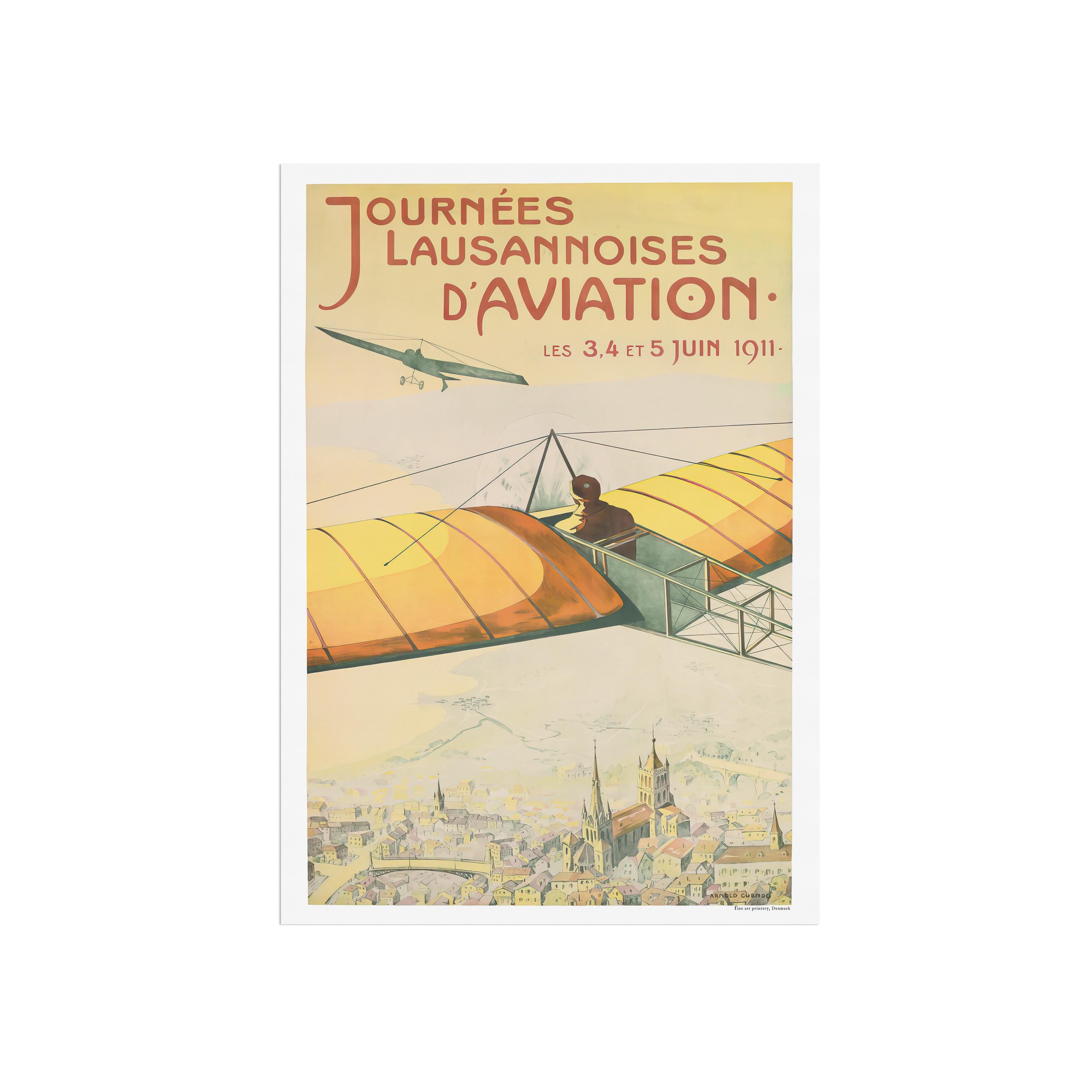 Poster Aviation Journées Lausannoises 1911 – Reproductions D'affiche Vintage 40x60cm