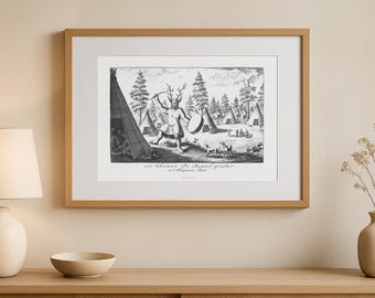Siberian Shaman Print, Nicolaas Witsen 1705 Illustration, Mystical Poster