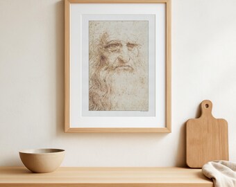 Zelfportret van Leonardo da Vinci (1512) - elegante renaissancekunstdruk