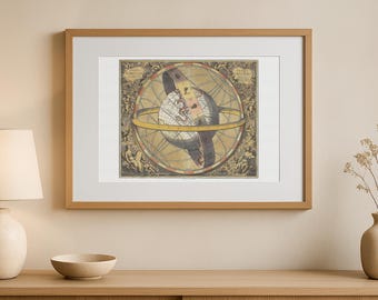 Celestial Sphere Map Print – Vintage Star Map, Astronomical Chart Poster