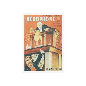Replica French Aérophone Advertisement Poster - Vintage Gramophone Phonograph Art - Émile Zola Poster - Early 1900s