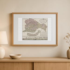 The famous city of Venice - inclita citta di Venetia - Old map of Venice from 1752 - Map and prospect of venice - Vintage map