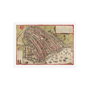 Old map of Amsterdam -replica of historic Amsterdam from around 1572. Digitized and restored to a great wall art Netherlands citymap