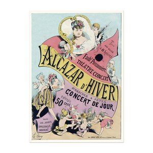 Vintage französisches Theaterplakat von 1875 - Théâtre-Concert Alcazar d'Hiver - altes Theaterstück-Promoplakat
