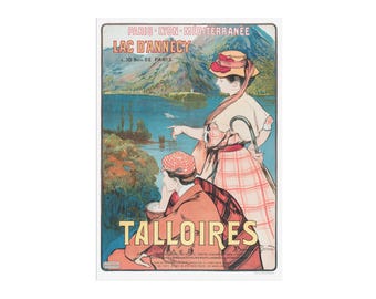 Vintage Talloires travel poster, with a view over Lake Annecy (Lac D&#39;Annecy) - French Travel poster art - Paul-Albert Besnard