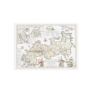 Old map of Japan from 1725, Japanese map from the Dutch edition of Kaempfer&#39;s History of Japan - Antique Style repro Wall Hanging art Decor