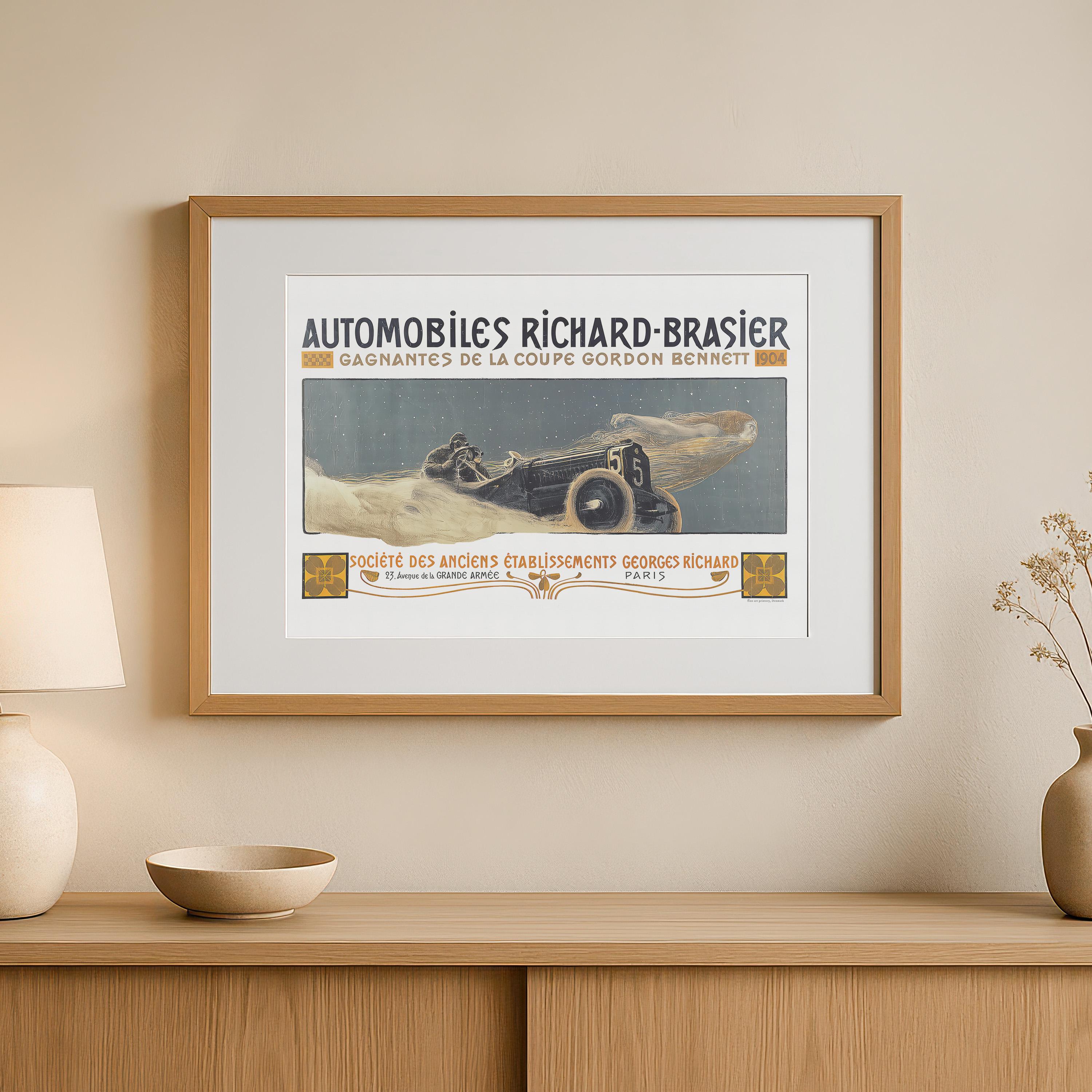 Richard-Brasier 1904 レースカー ポスター、ヴィンテージ自動車の広告