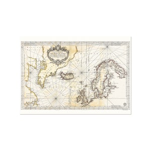 fabelhafte Landkarte der nördlichen Meere zwischen Europa, Grönland, Kanada usw., ursprünglich 1751 veröffentlicht