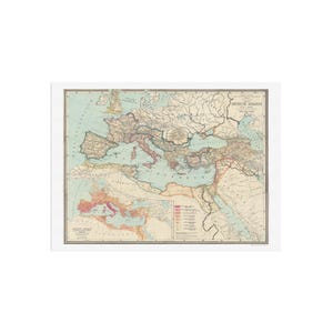 Mapa antiguo del Imperio Romano - Réplica del Imperium Romanum - Mapa histórico de la Antigua Roma - Mapa europeo de estilo antiguo (1889) - Mapas antiguos