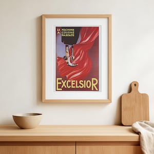 Vrienden tv-show Excelsior naaimachineposter – vintage Franse reclameprint