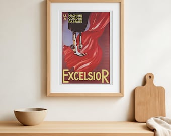 Friends TV Show Excelsior Sewing Machine Poster – Vintage French Advertising Print