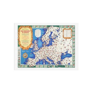 Vintage Pictorial Map of The Continent of Europe, 1945 – Illustrated Map by H. Charles Paine, Cultural & Economic History of Post-War Europe