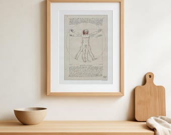Vitruvian Man Print, Leonardo da Vinci Renaissance Art, Esoteric Occult Decor