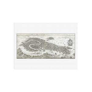 Oude kaart van Venetië uit 1650 - Birdview of Venice door M. Merian. Bruid van de zee in antieke stijl. Vogelperspectief: vintage kaart van Venetië