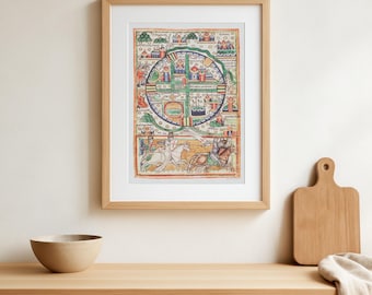 Impresión del mapa de Jerusalén – Ciudad cruzada del año 1180 d. C., arte histórico