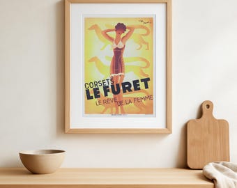 Roger Perot 'Le Furet' Corsets, Vintage French Advertising Poster