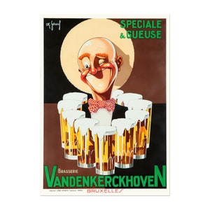 Speciale & Gueuse Brasserie Vandenkerckhoven, cervecería - Cartel publicitario de cerveza de cervecería vintage