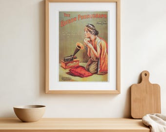 Edison Phonograph Poster – Vintage Gramophone Advertisement Print