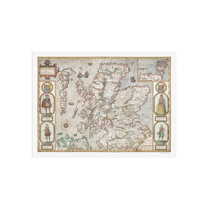 Old map of Scotland - John Speed - reproduction of The Kingdome of Scotland -  Great Britain - Alba - Scotland Map