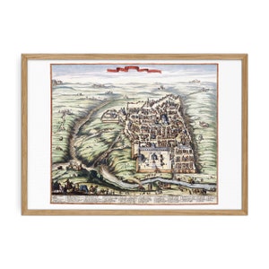 1690 Jerusalem Map Replica - Historische Vogelperspektive aus Atlas Van der Hagen, perfekt für Historiker, Kunstliebhaber und Sammler