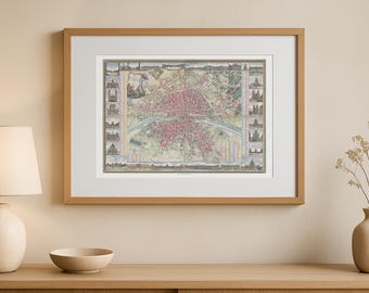 Plano de carreteras de la ciudad y suburbios de París - Plano antiguo de París - Mapa antiguo de París, Francia