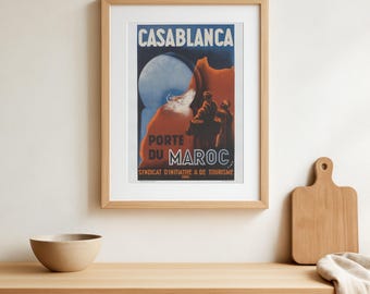 Poster di viaggio vintage di Casablanca - Marocco - Stampa Porte du Maroc
