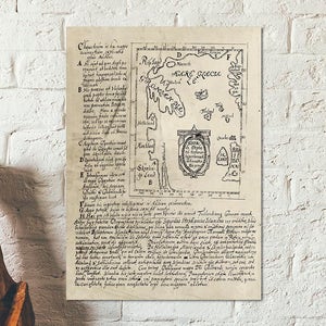 Belle réplique de la carte de Skálholt de 1669 - Ancienne carte ancienne montrant le Vinland, le Markland, le Helluland (île de Baffin) et bien plus encore.