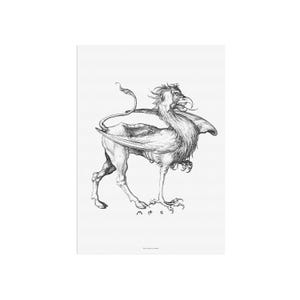 Wunderschöne Griffin Kunst von Martin Schongauer - Mittelalterliches Bestiarium Druck - 1480 Legendäre Kreatur Zeichnung - Mythisches Greifen Kunstwerk