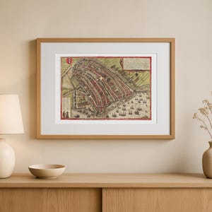 Alter Stadtplan von Amsterdam -Replik des historischen Amsterdam aus der Zeit um 1572. Digitalisiert und restauriert zu einem tollen Wandkunst Niederlande Stadtplan