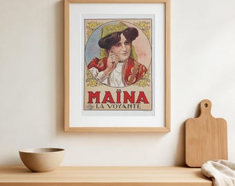 Póster de la serie de televisión Friends, Maïna La Voyante / Maina la Clarividente, visto en el apartamento de Monica Geller - Póster vintage francés antiguo
