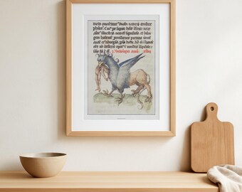 Medieval Griffin Giclée Print – Liber Floridus Bestiary – Mythical Beast Art