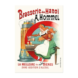 Brasserie de Hanoi. A Hommel, la meilleure des bières - Francés vietnamita - Cartel publicitario de cerveza de cervecería vintage ca1899
