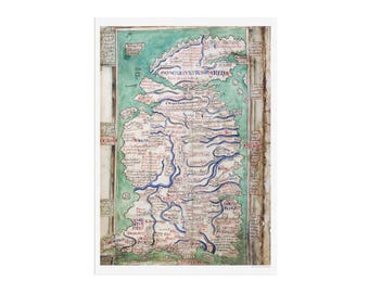 Medieval map of britain - Old Vintage map of Great Britain from ca. 1250 - old England - Scotia