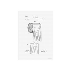 Toilet Paper Roll Patent Poster - 1891 Seth Wheeler Patent Drawing - Vintage Bathroom Wall Art - Funny Gift - Industrial Patent Print