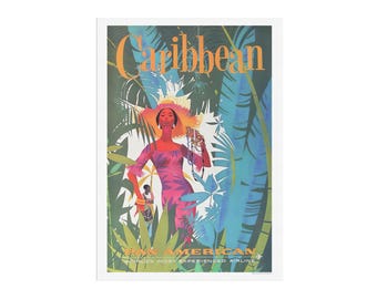 Vintage Caribbean travel poster - Pan Am travel posters - retro travel and tourist posters - Caribbean