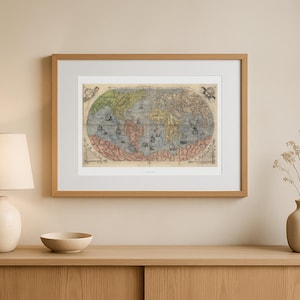 Mittelalterliche Weltkarte - Renaissance-Weltkarte - Replik von alter Landkarte - Universale descrittione di tutta la terra