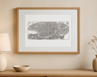 1641 Rome Map Print – Matthus Merian – Antique City Bird's Eye View