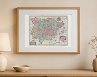 Vintage Map of Spain and Portugal, 1665 Joan Blaeu Atlas Print