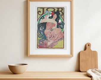 Stampa Art Nouveau "JOB" di Alphonse Mucha, poster vintage con donna, decorazione artistica