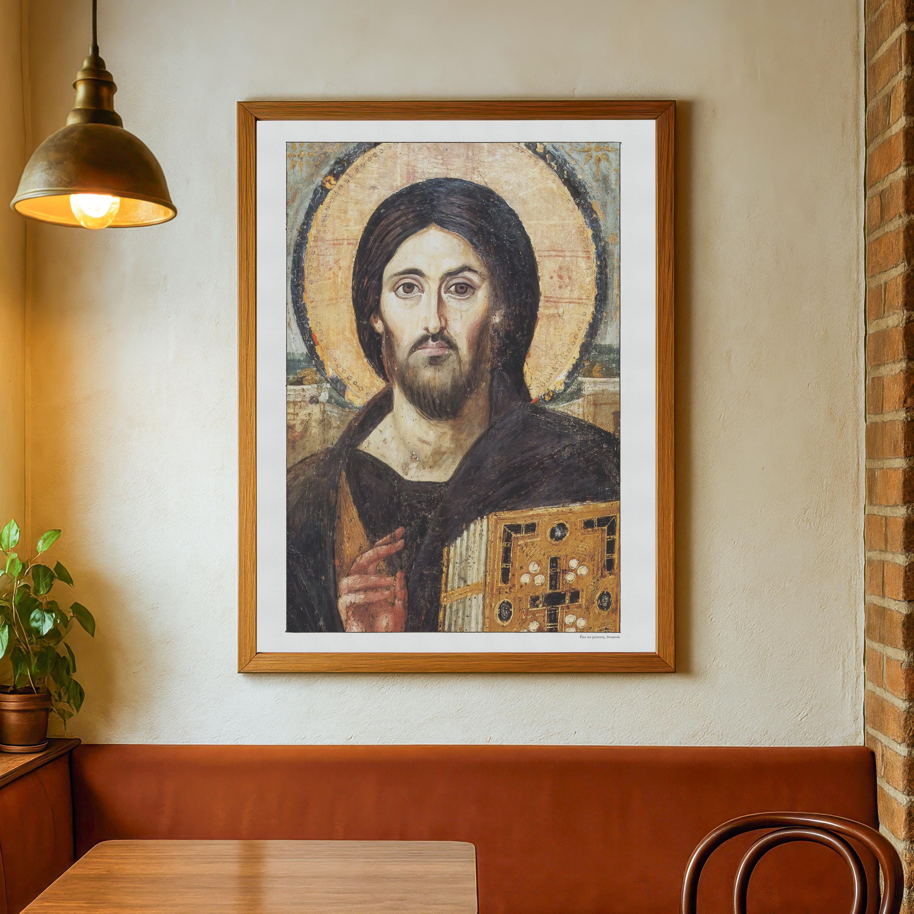 【印刷プリント】モザイク イコン　キリストの肖像画 金色フレーム Amazon.co.jp: Icon of Jesus Christ超レアロシア正教イコン真鍮