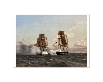 The battle between HMS Shannon and the USS Chesapeake -  The capture of USS Chesapeake - The Battle of Boston Harbor - Frigate poster